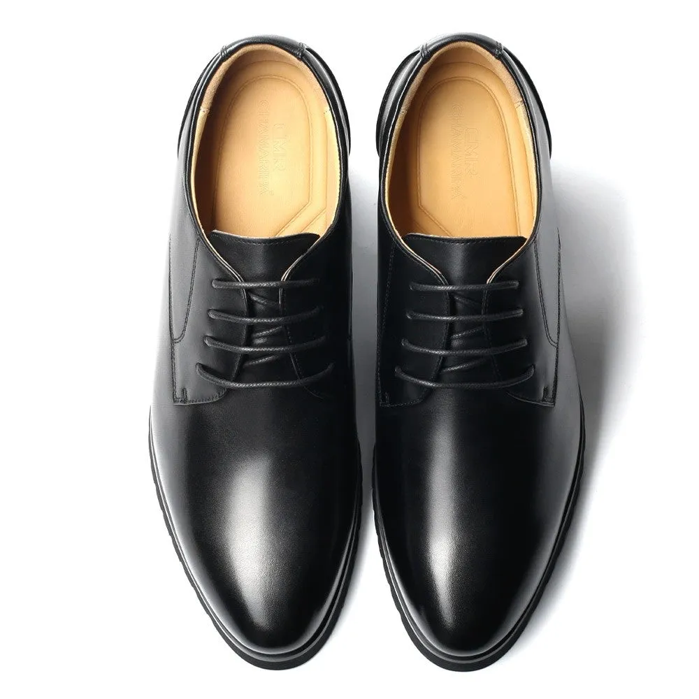 10 CM/3.94 Inches CMR CHAMARIPA Men's Black Leather Dress Shoes