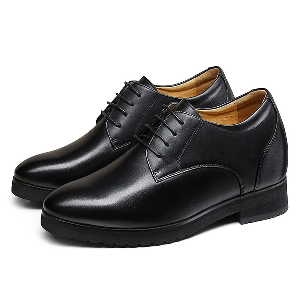 10 CM/3.94 Inches CMR CHAMARIPA Men's Black Leather Dress Shoes