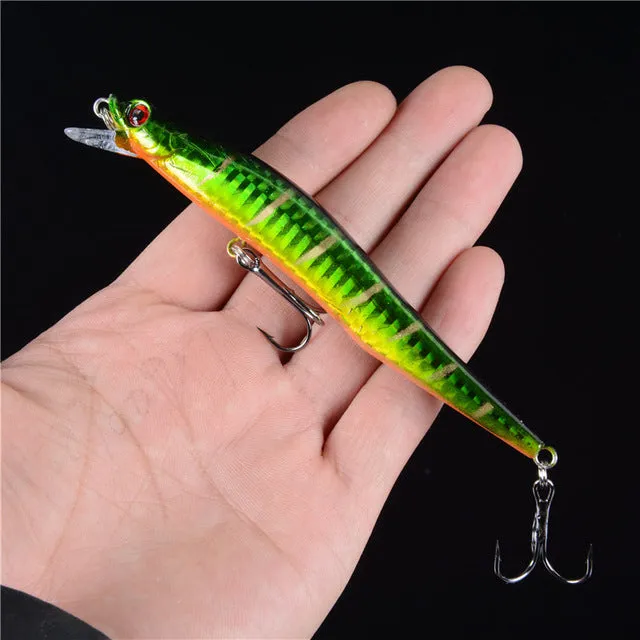 12CM/12G Hard Laser  Minnow Fishing Wobblers Artificial Bait Fake Lures Pesca Treble Hooks Diving 0.5-1.8m Crankbaits Swimbait