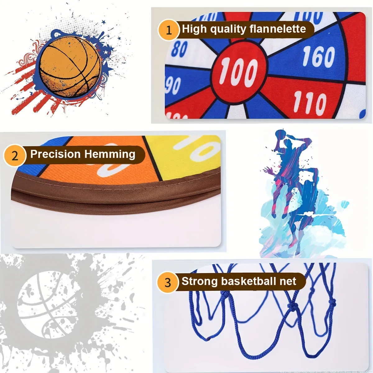 2-in-1 Dart Board & Basketball Hoop Set - Perfect Gift for 3-10 Year Old Boys & Girls!