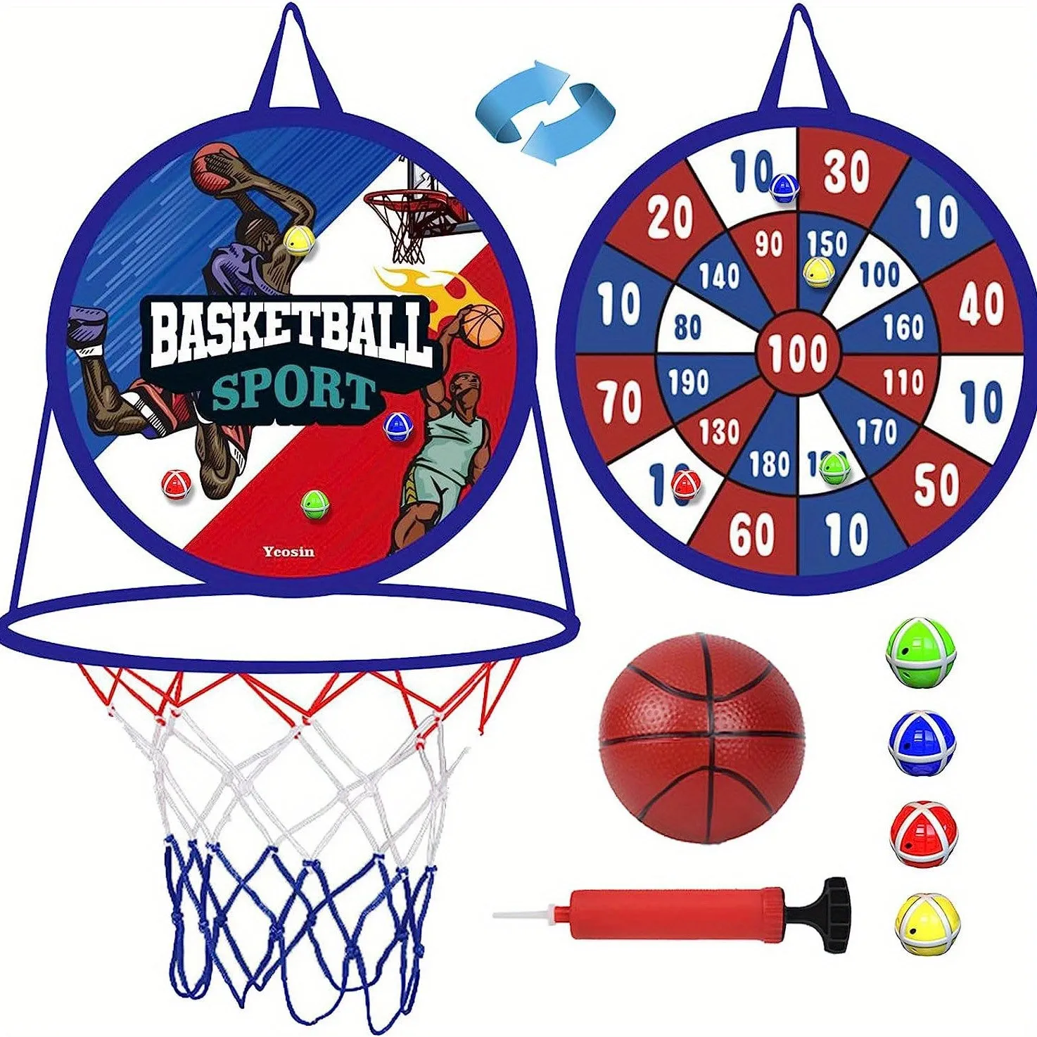 2-in-1 Dart Board & Basketball Hoop Set - Perfect Gift for 3-10 Year Old Boys & Girls!