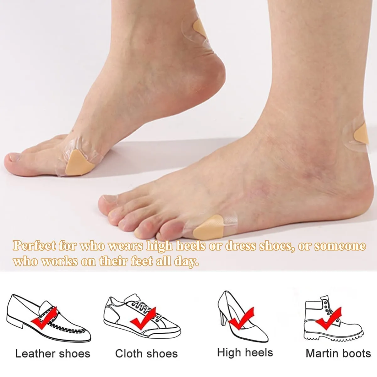 50 Sheets Blister Bandages High Heel Blister Plasters Invisible Anti-Wear Heel Foot Sticker for Feet, Toes, Heels Protector and Guard Skin