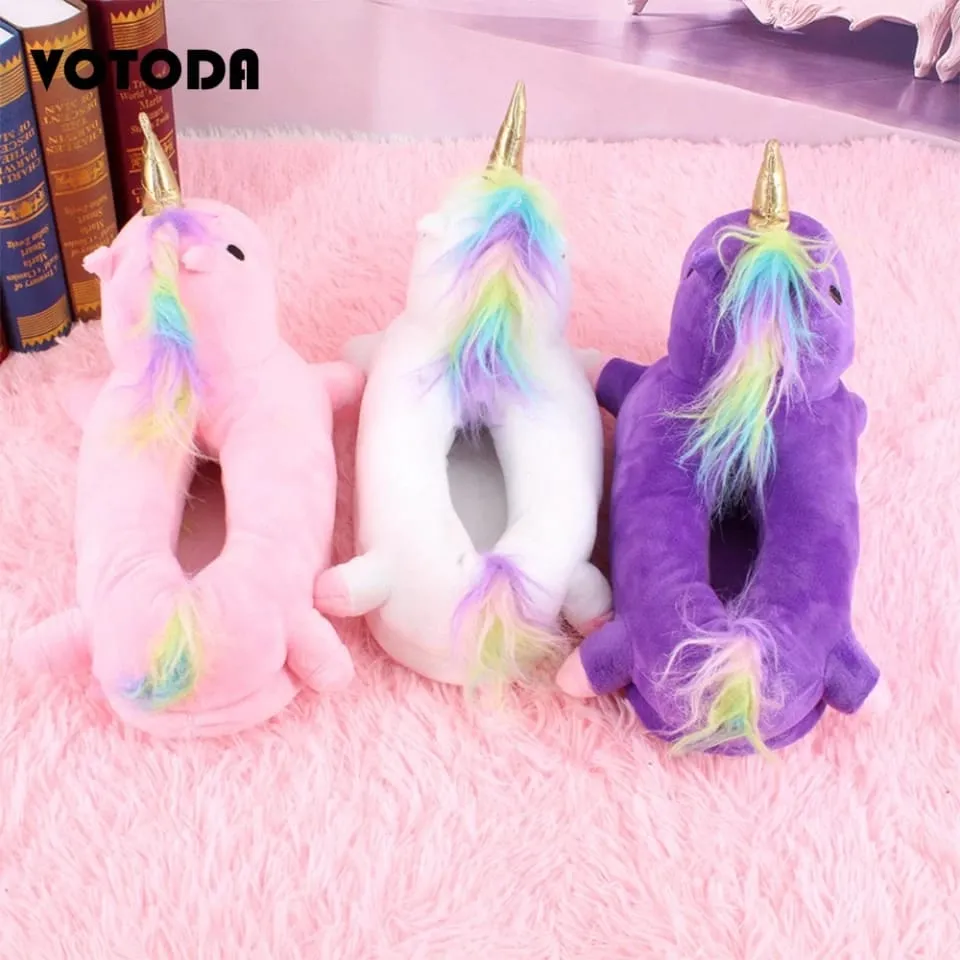 Adult Unicorn Plush Shoes - Purple