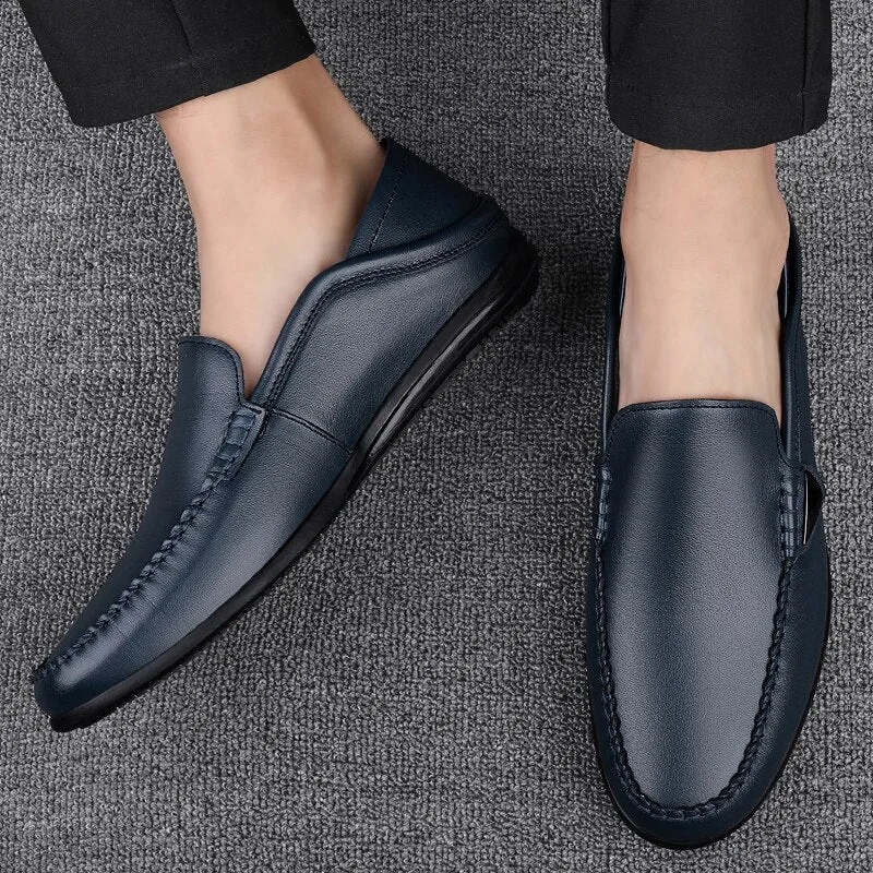 Advbridge Boat Shoes Mens Shoes Lightweight Leather Casual Loafers Man Fashion Moccasins Driving Footwear Slip on Men Shoes Flat Designer