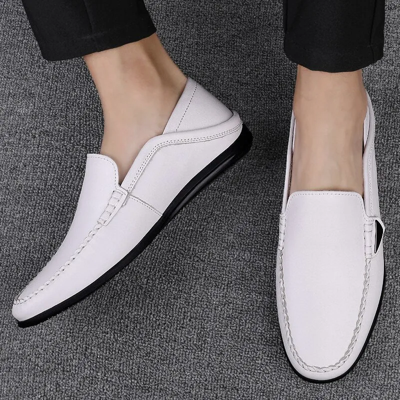 Advbridge Boat Shoes Mens Shoes Lightweight Leather Casual Loafers Man Fashion Moccasins Driving Footwear Slip on Men Shoes Flat Designer