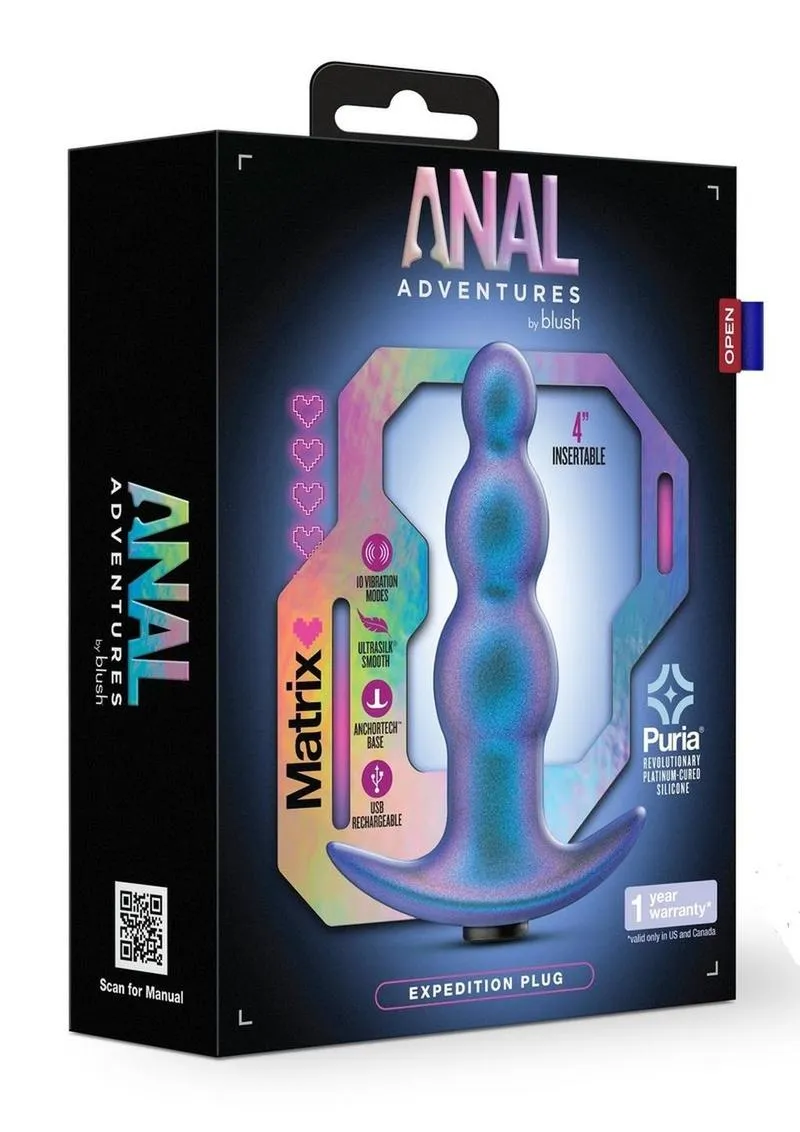 Anal Adventures Matrix Expedition Plug Silicone Rechargeable Anal Plug - Lunar