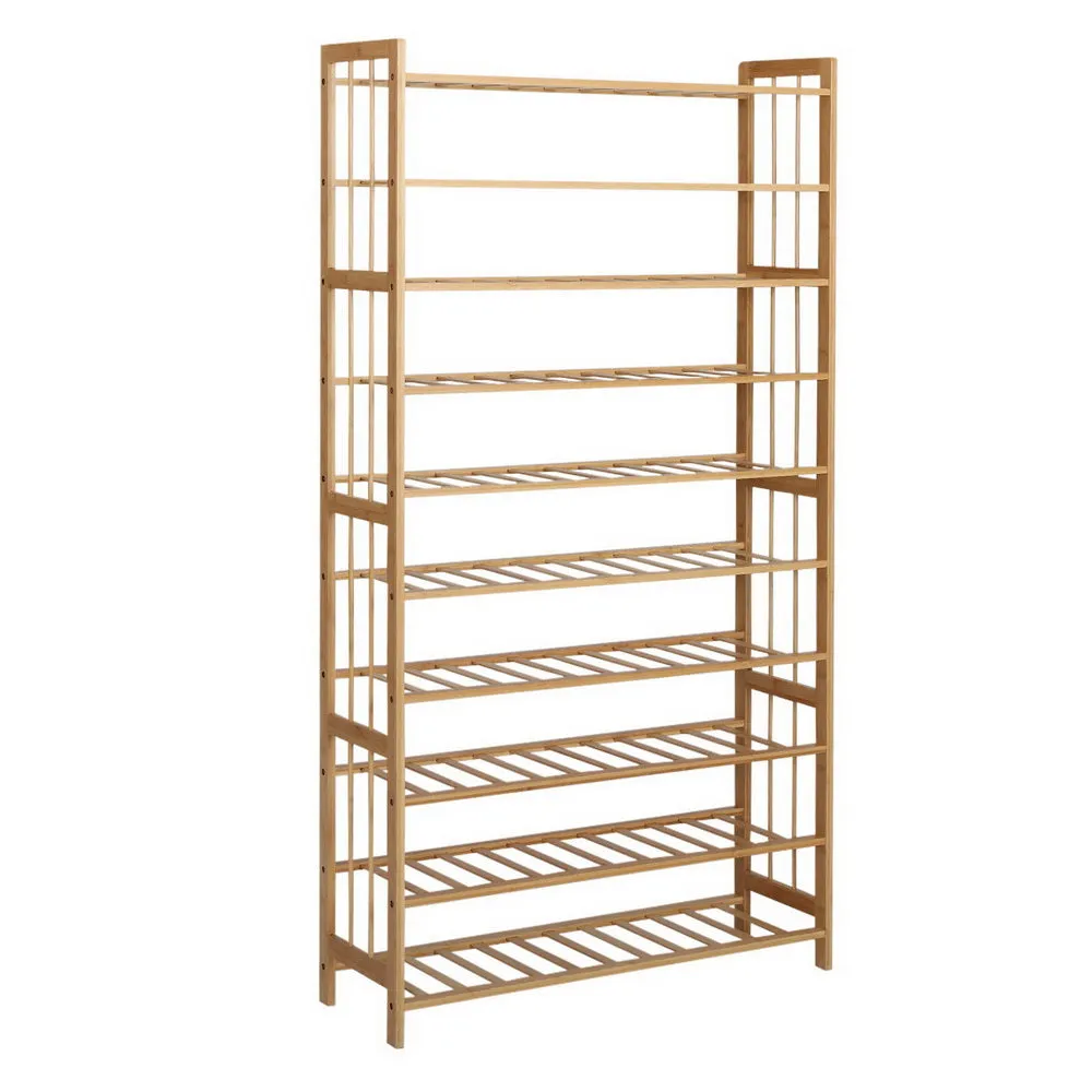 Artiss 10-Tier Bamboo Shoe Rack Wooden Shelf Stand Storage Organizer