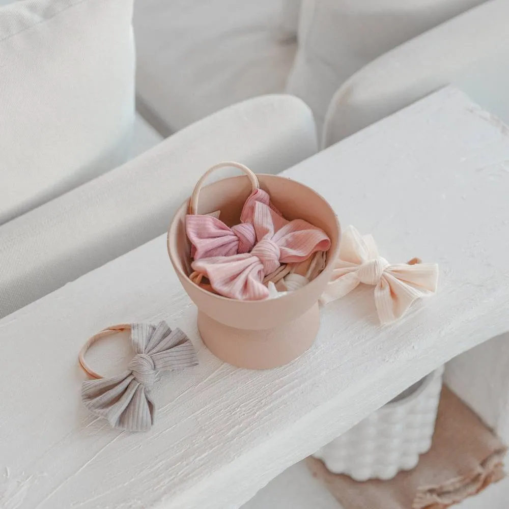 Baby Mini Textured Bow Headband in White