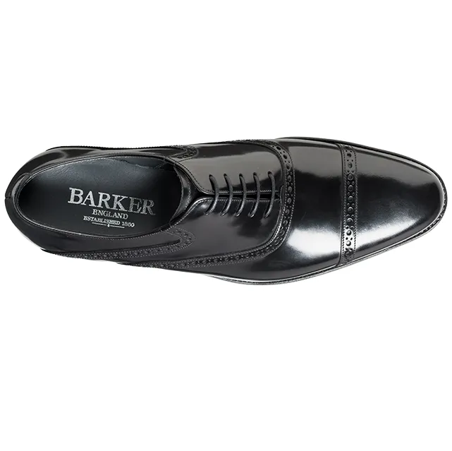 BARKER Wilton Shoes - Mens Oxford Brogues - Black Polish