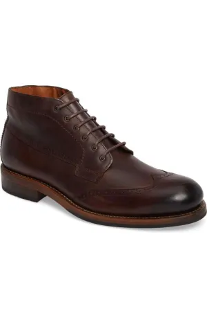 Bespoke Dark Brown Chukka Leather Wing Tip Lace Up Boots