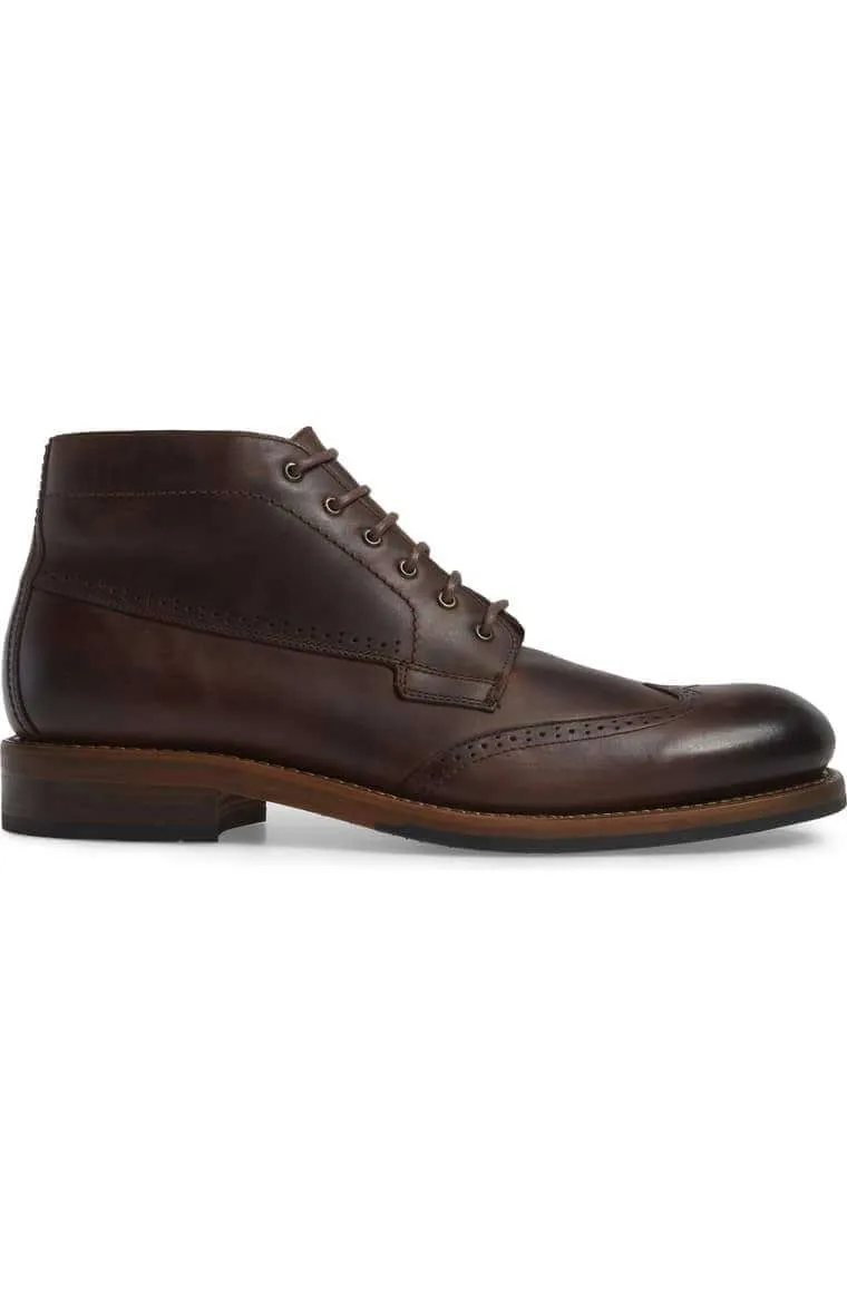 Bespoke Dark Brown Chukka Leather Wing Tip Lace Up Boots