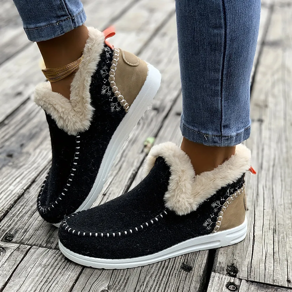 Betterthy🔥2024 NEW🔥Winter Warm Plush Lined Slip-on Sports Casual Shoes Ankle Boots