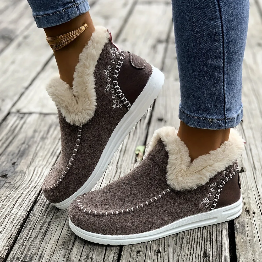 Betterthy🔥2024 NEW🔥Winter Warm Plush Lined Slip-on Sports Casual Shoes Ankle Boots