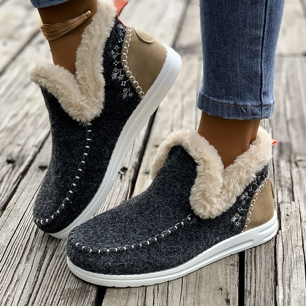 Betterthy🔥2024 NEW🔥Winter Warm Plush Lined Slip-on Sports Casual Shoes Ankle Boots