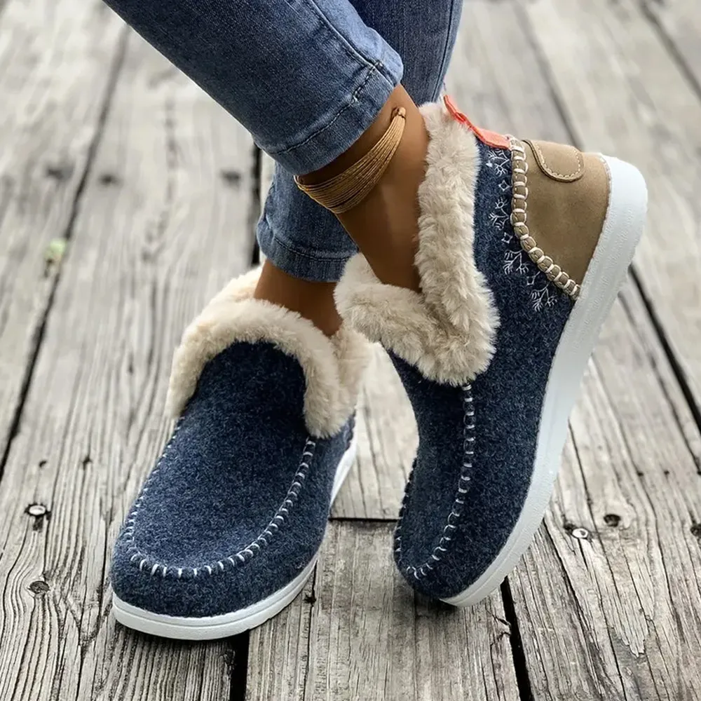 Betterthy🔥2024 NEW🔥Winter Warm Plush Lined Slip-on Sports Casual Shoes Ankle Boots