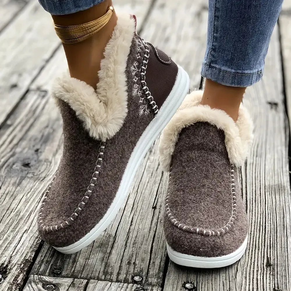 Betterthy🔥2024 NEW🔥Winter Warm Plush Lined Slip-on Sports Casual Shoes Ankle Boots