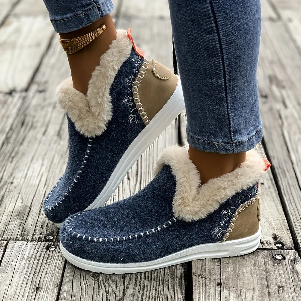 Betterthy🔥2024 NEW🔥Winter Warm Plush Lined Slip-on Sports Casual Shoes Ankle Boots