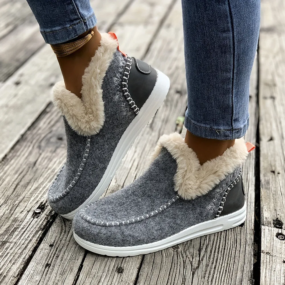 Betterthy🔥2024 NEW🔥Winter Warm Plush Lined Slip-on Sports Casual Shoes Ankle Boots