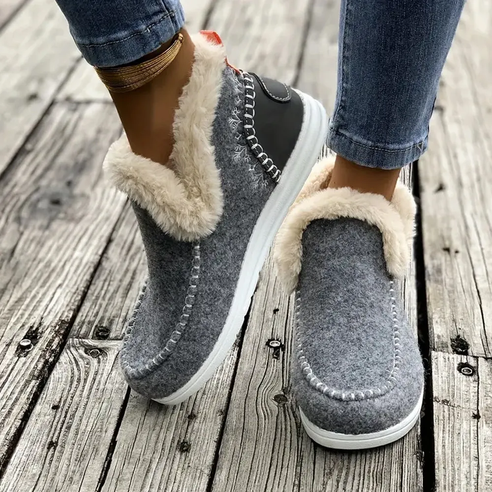 Betterthy🔥2024 NEW🔥Winter Warm Plush Lined Slip-on Sports Casual Shoes Ankle Boots