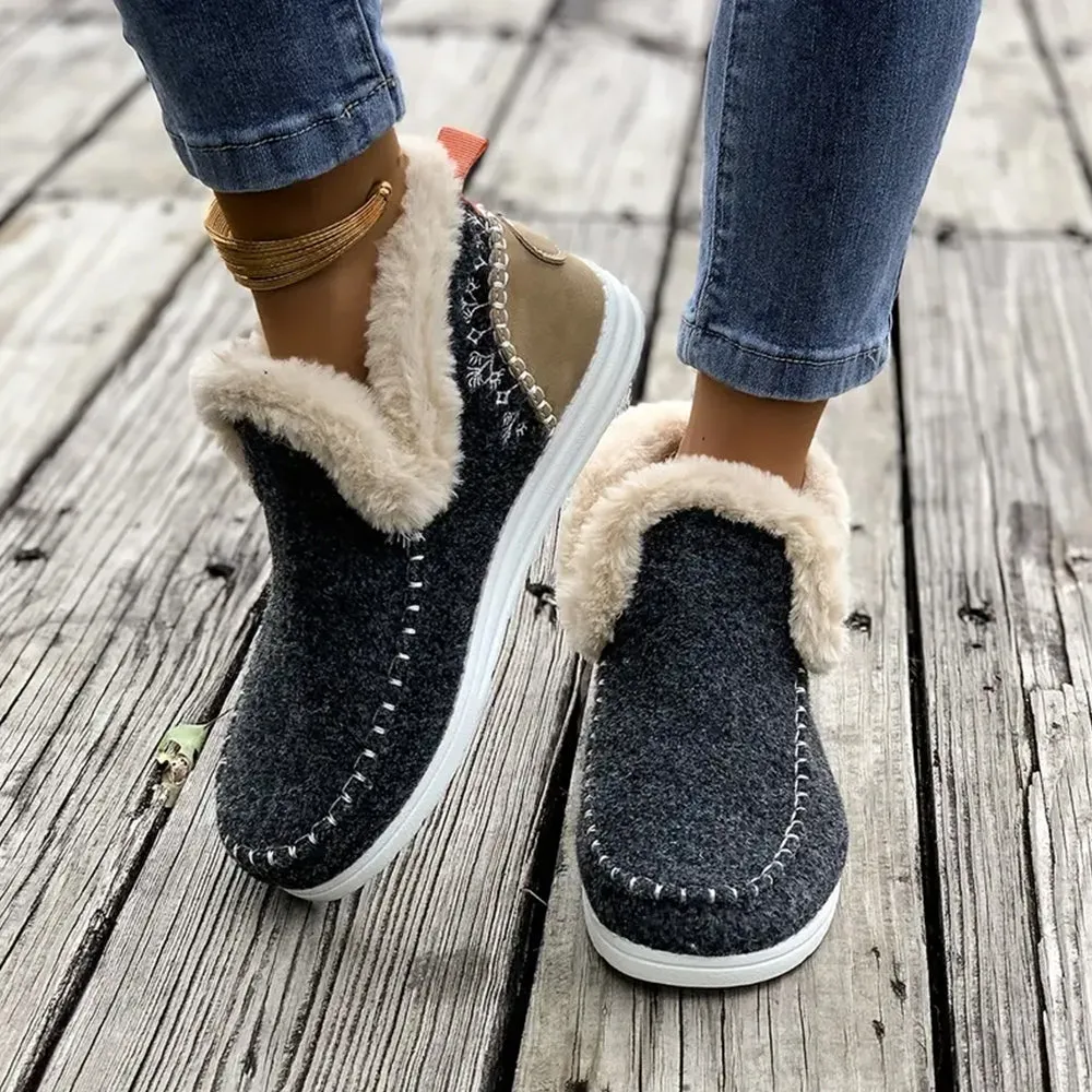 Betterthy🔥2024 NEW🔥Winter Warm Plush Lined Slip-on Sports Casual Shoes Ankle Boots