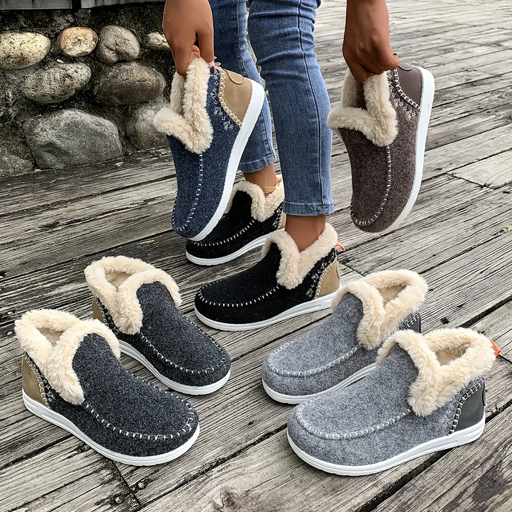 Betterthy🔥2024 NEW🔥Winter Warm Plush Lined Slip-on Sports Casual Shoes Ankle Boots