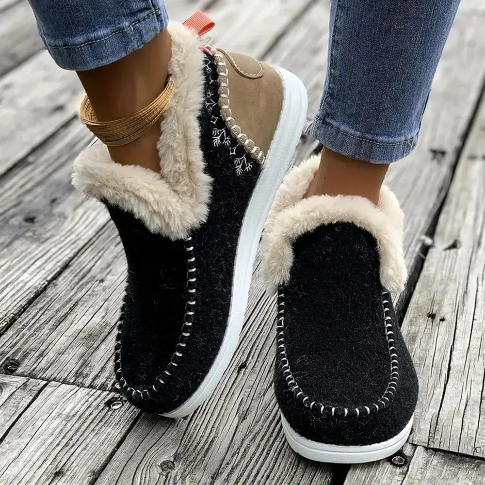 Betterthy🔥2024 NEW🔥Winter Warm Plush Lined Slip-on Sports Casual Shoes Ankle Boots