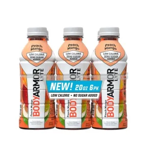 BODYARMOR LYTE Peach Mango, 20 fl oz, 6 Pack