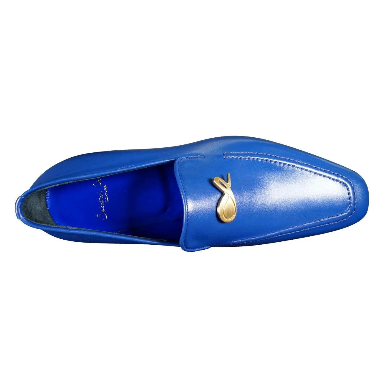 Cobalt With Yellow Gold Hardware Leather Loafer