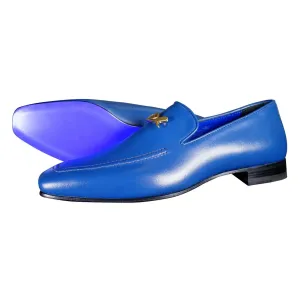 Cobalt With Yellow Gold Hardware Leather Loafer