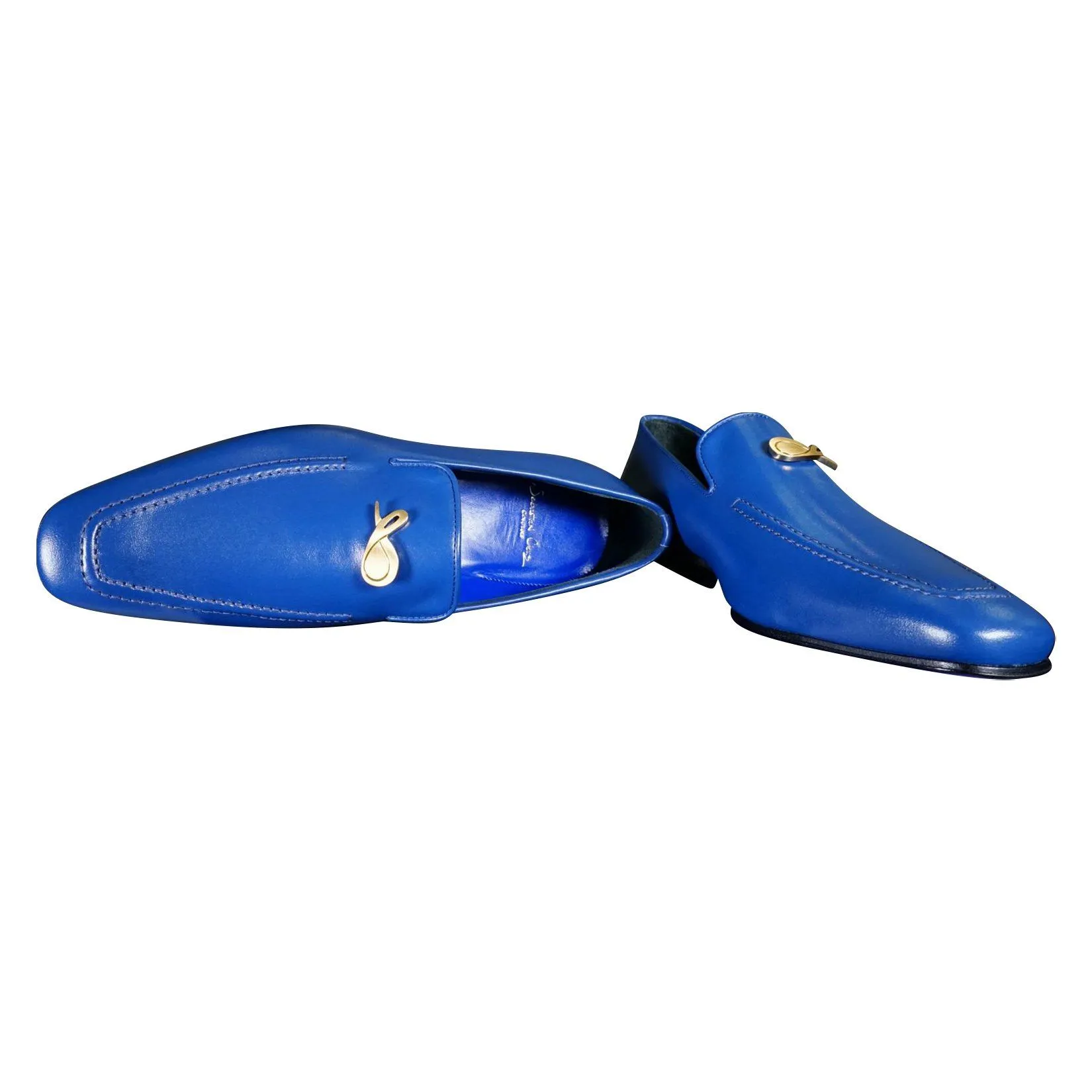 Cobalt With Yellow Gold Hardware Leather Loafer