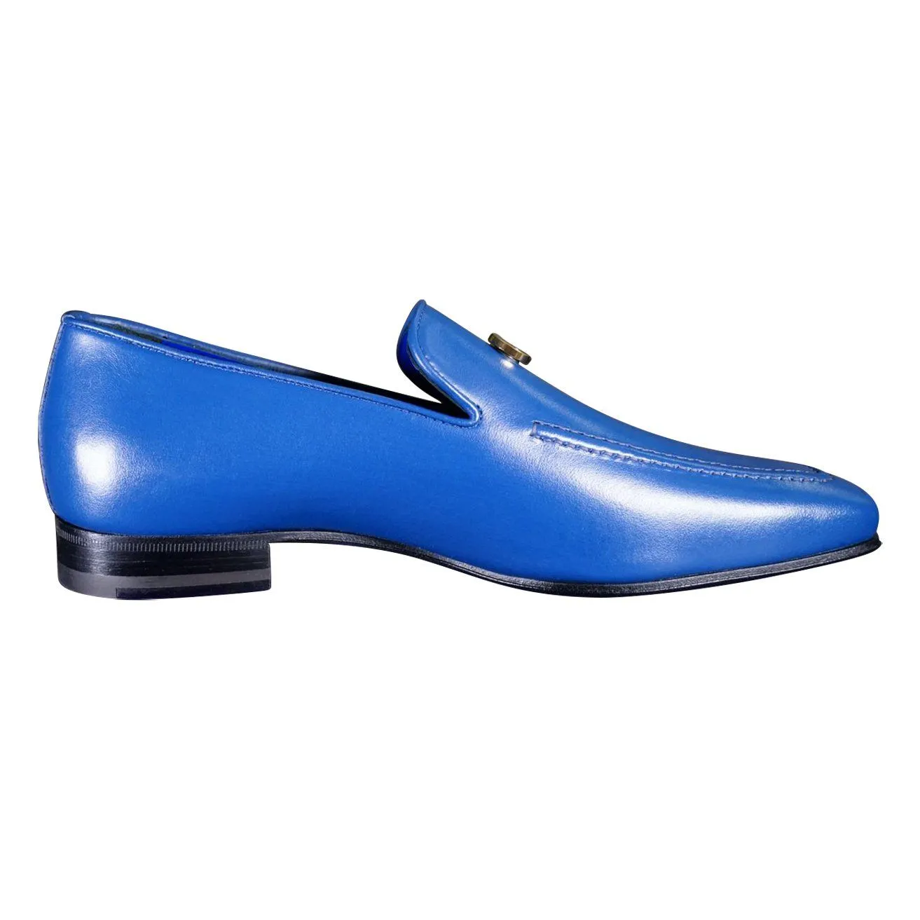 Cobalt With Yellow Gold Hardware Leather Loafer