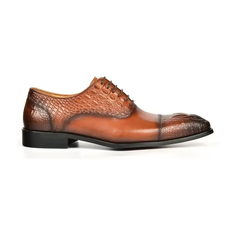 CrocoLuxe Elegance Crocodile Texture Oxford Dress Shoes