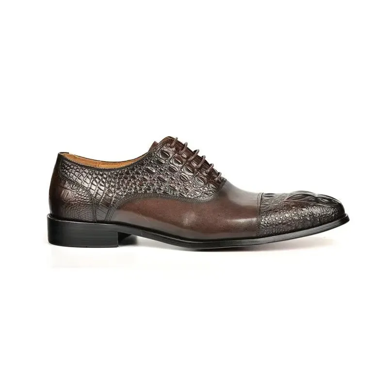 CrocoLuxe Elegance Crocodile Texture Oxford Dress Shoes