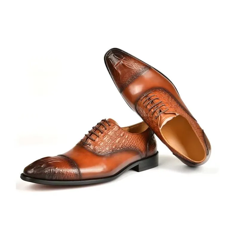 CrocoLuxe Elegance Crocodile Texture Oxford Dress Shoes