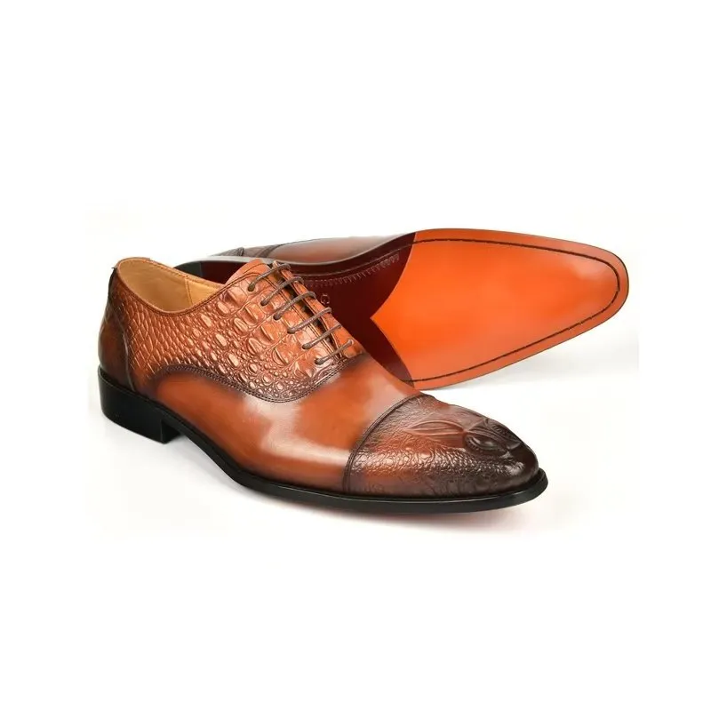 CrocoLuxe Elegance Crocodile Texture Oxford Dress Shoes