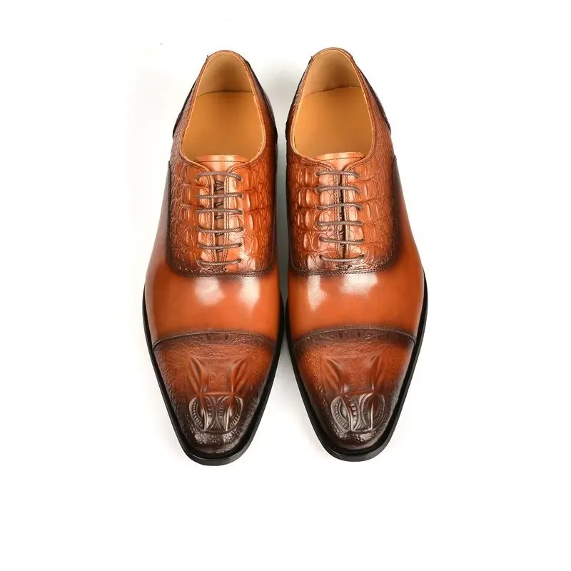 CrocoLuxe Elegance Crocodile Texture Oxford Dress Shoes