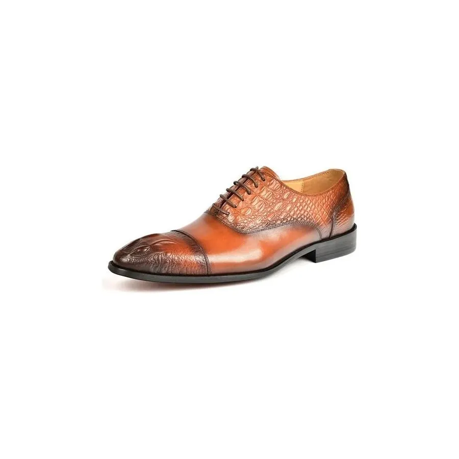 CrocoLuxe Elegance Crocodile Texture Oxford Dress Shoes