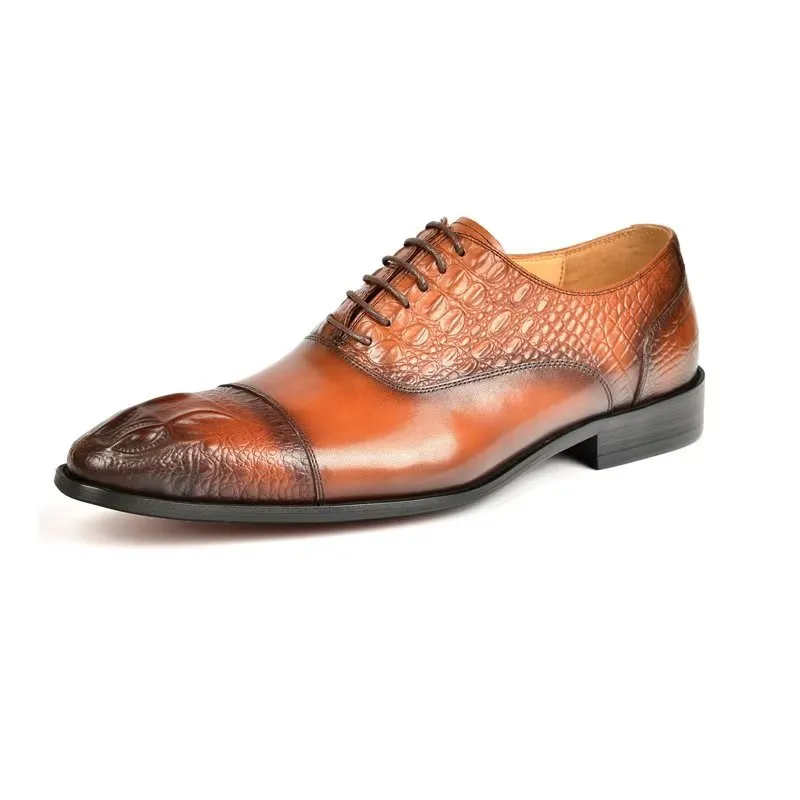 CrocoLuxe Elegance Crocodile Texture Oxford Dress Shoes