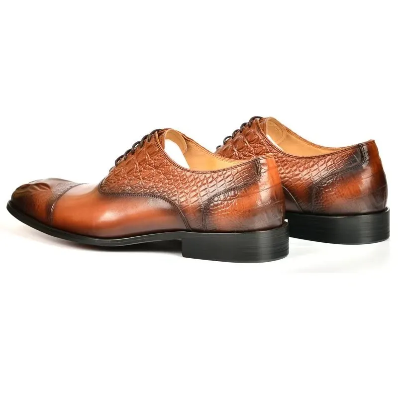 CrocoLuxe Elegance Crocodile Texture Oxford Dress Shoes