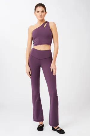 Cropped Shoulder Top   Flared Sports Pants Purple Passion