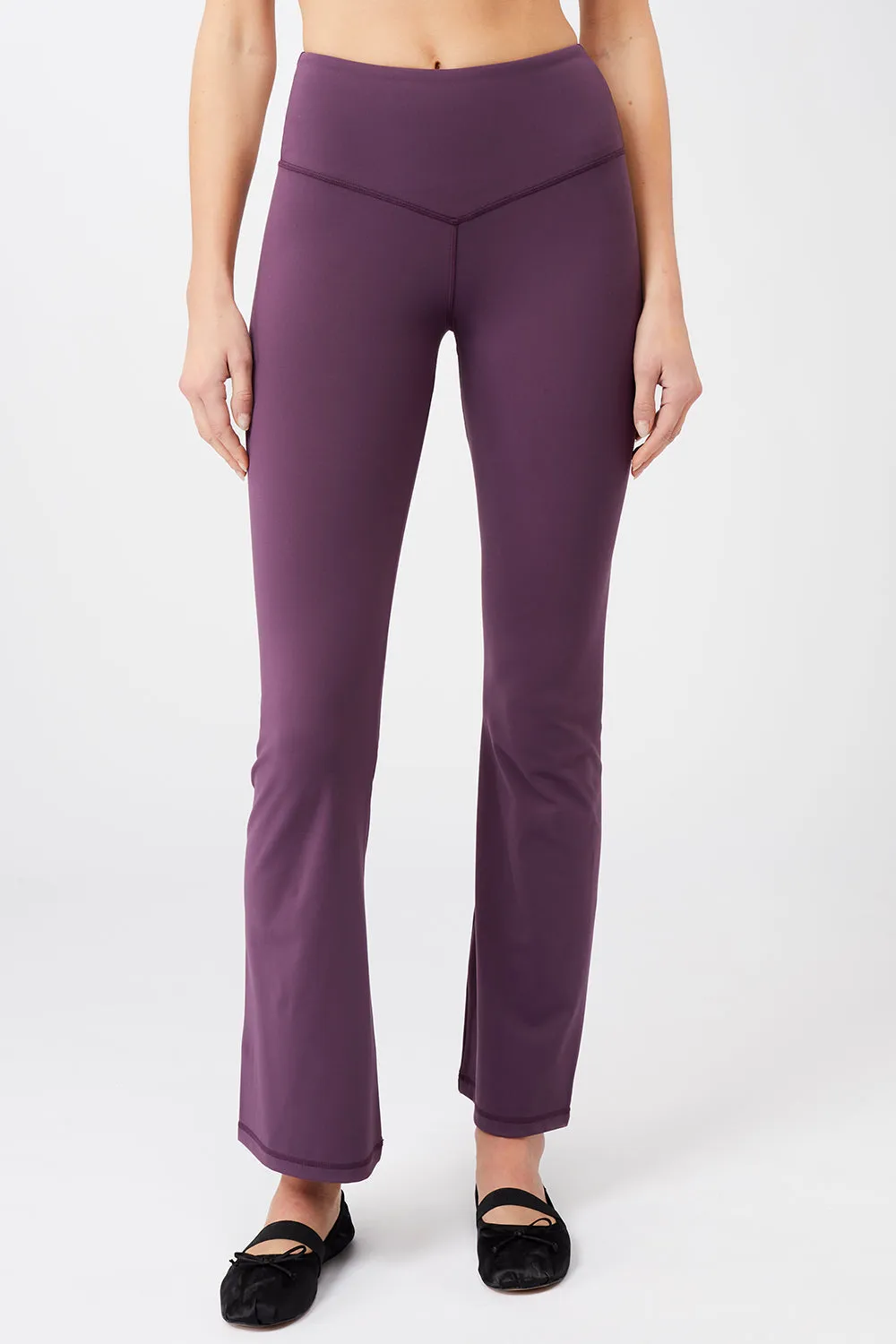 Cropped Shoulder Top   Flared Sports Pants Purple Passion