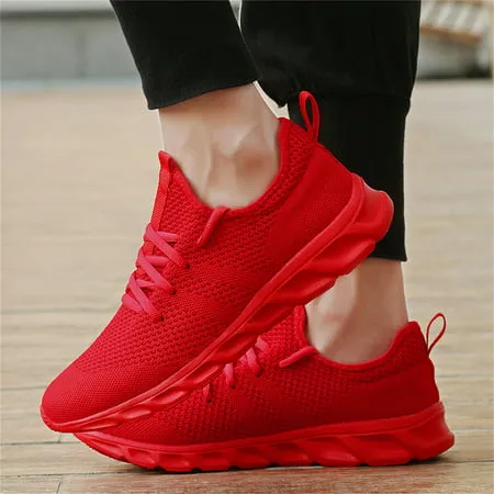 Damyuan Fashion Sneakers Mens Running Shoes Casual Slip on Walking Shoes Athletic Sport Lightweight Breathable Mesh Comfortable Sole, Red, 11