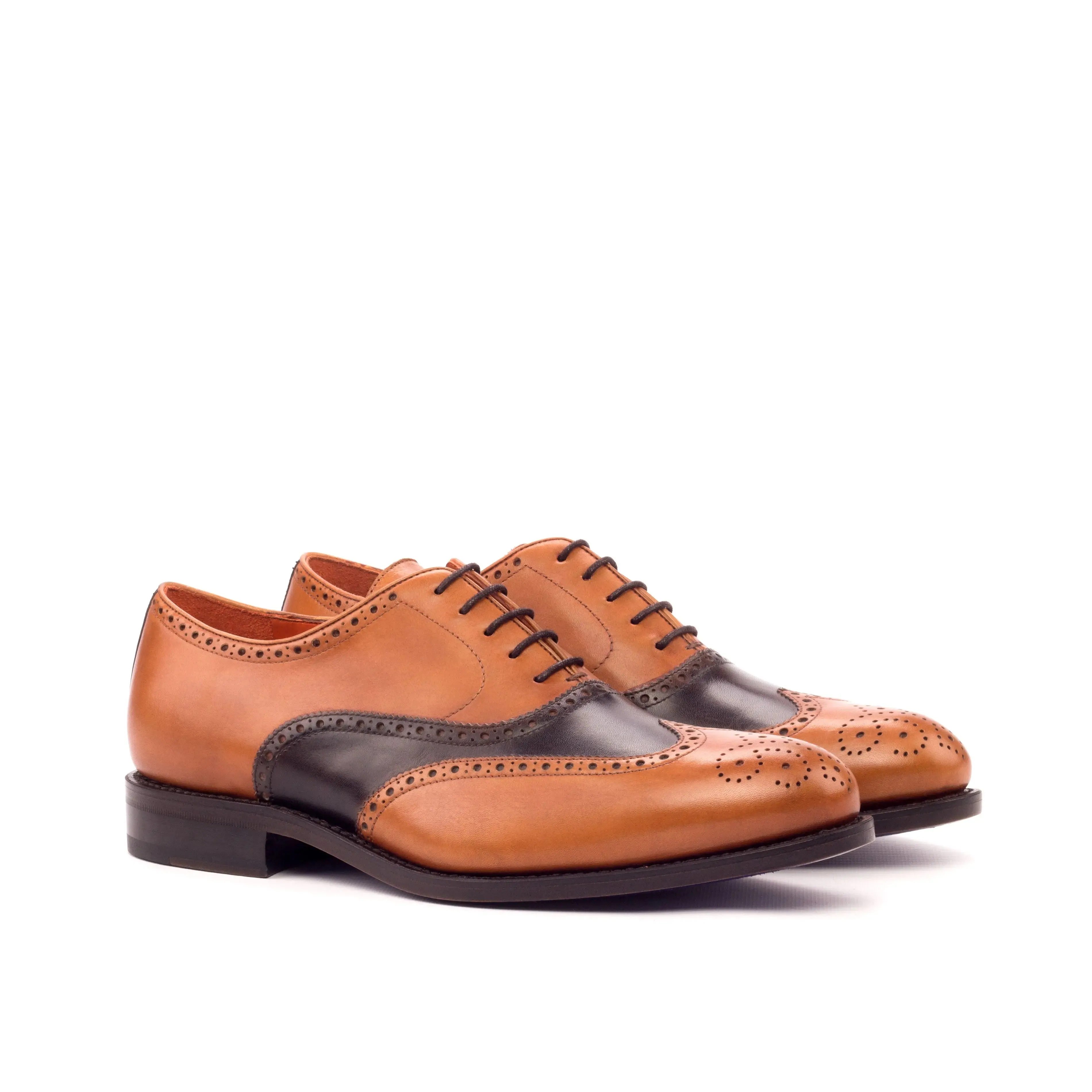 DapperFam Aeron in Cognac / Dark Brown Men's Italian Leather Full Brogue