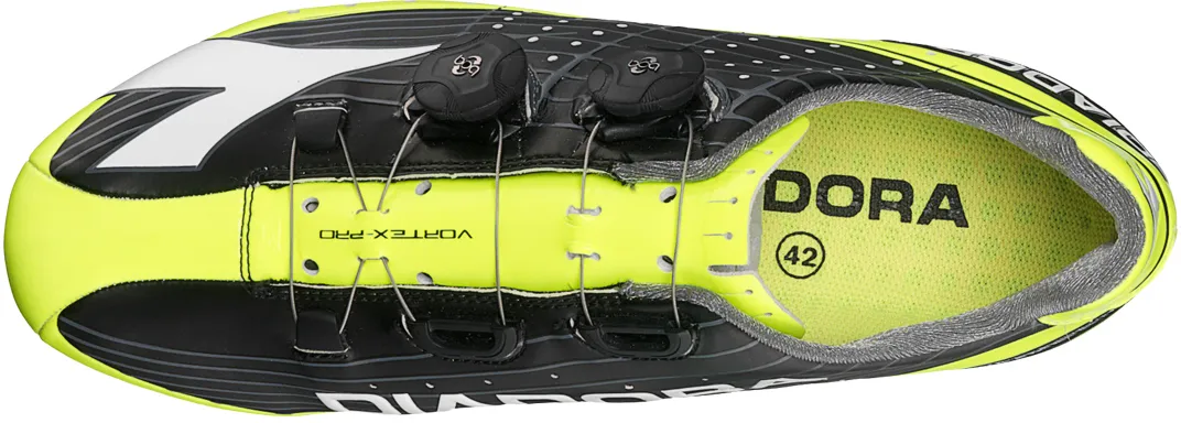 Diadora Vortex Pro SPD-SL Carbon Road Shoes Black, Yellow, White - UK 4- 5, EU 37- 38