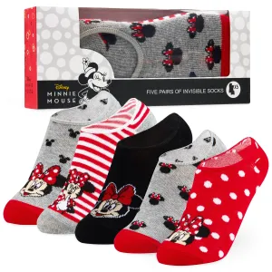 Disney Invisible Girls Socks Pack of 5, Minnie Mouse Low Cut Socks for Kids