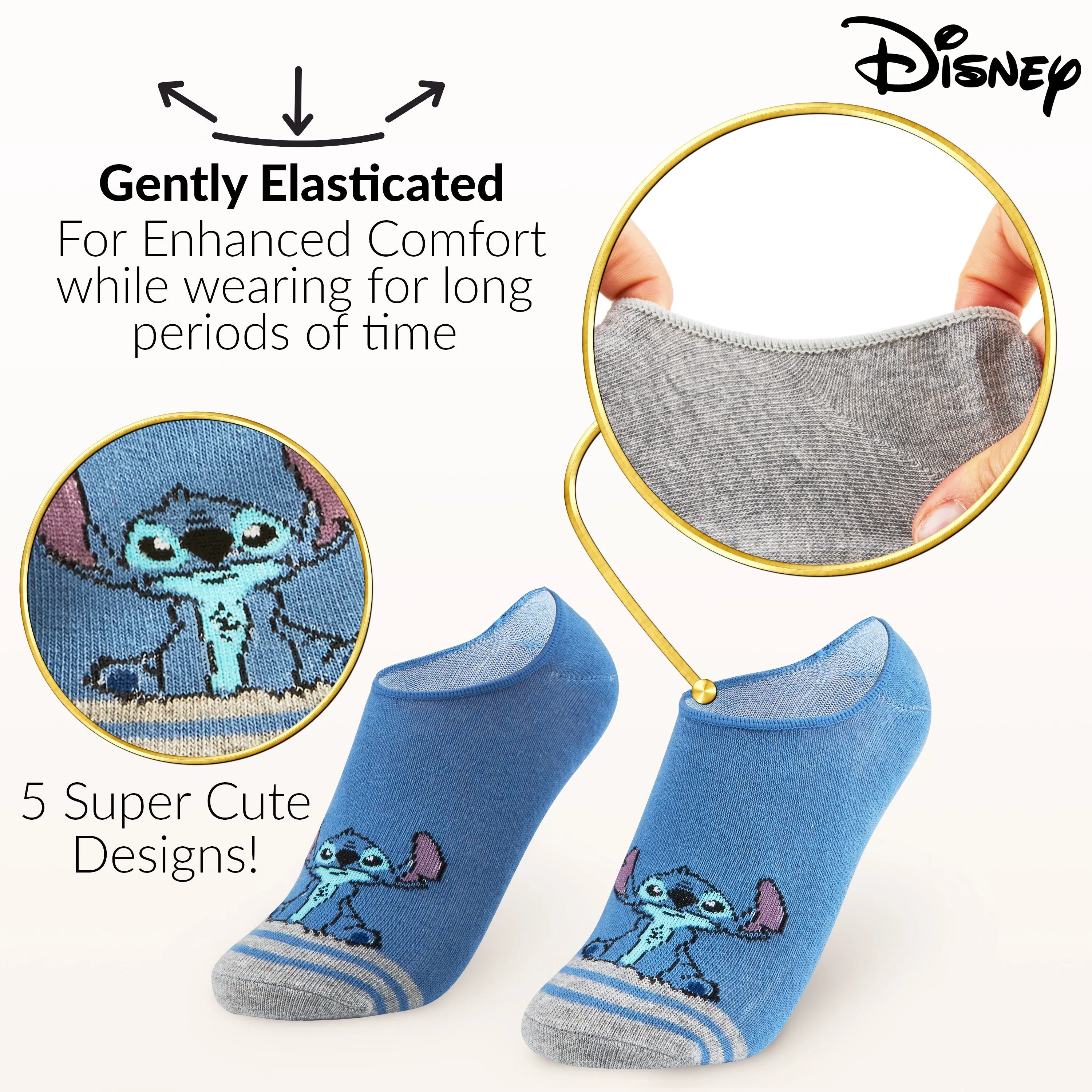 Disney Socks Girls No Show Socks Pack of5, Liner Socks Low Cut, Disney Gifts