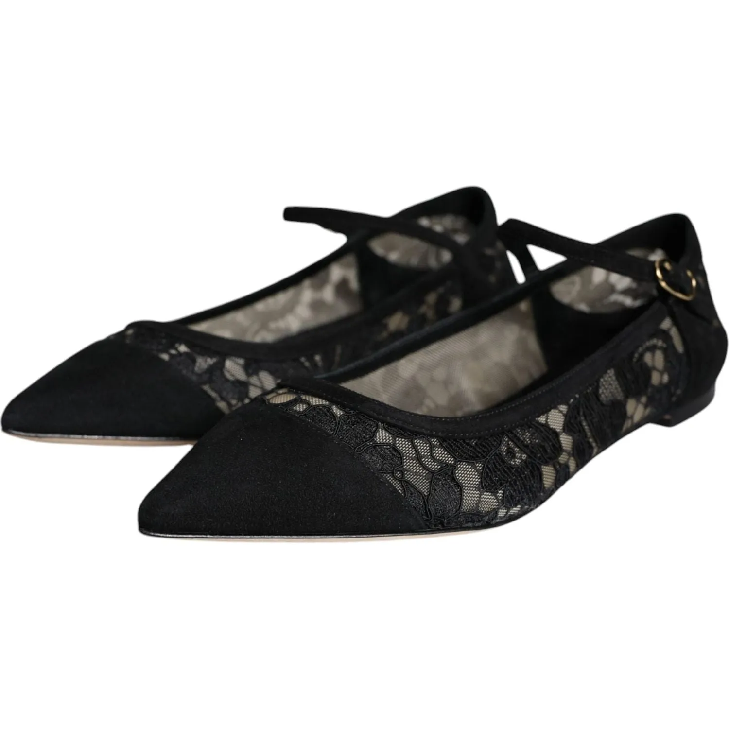 Dolce & Gabbana Black Taormina Lace Bellucci Flats Shoes