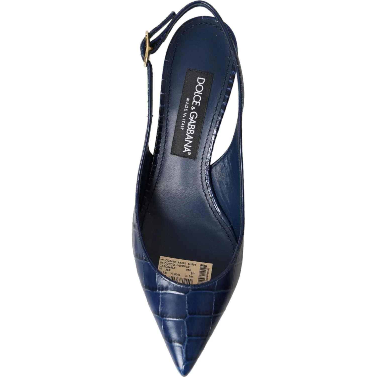 Dolce & Gabbana Dark Blue Croc Leather Slingbacks Shoes