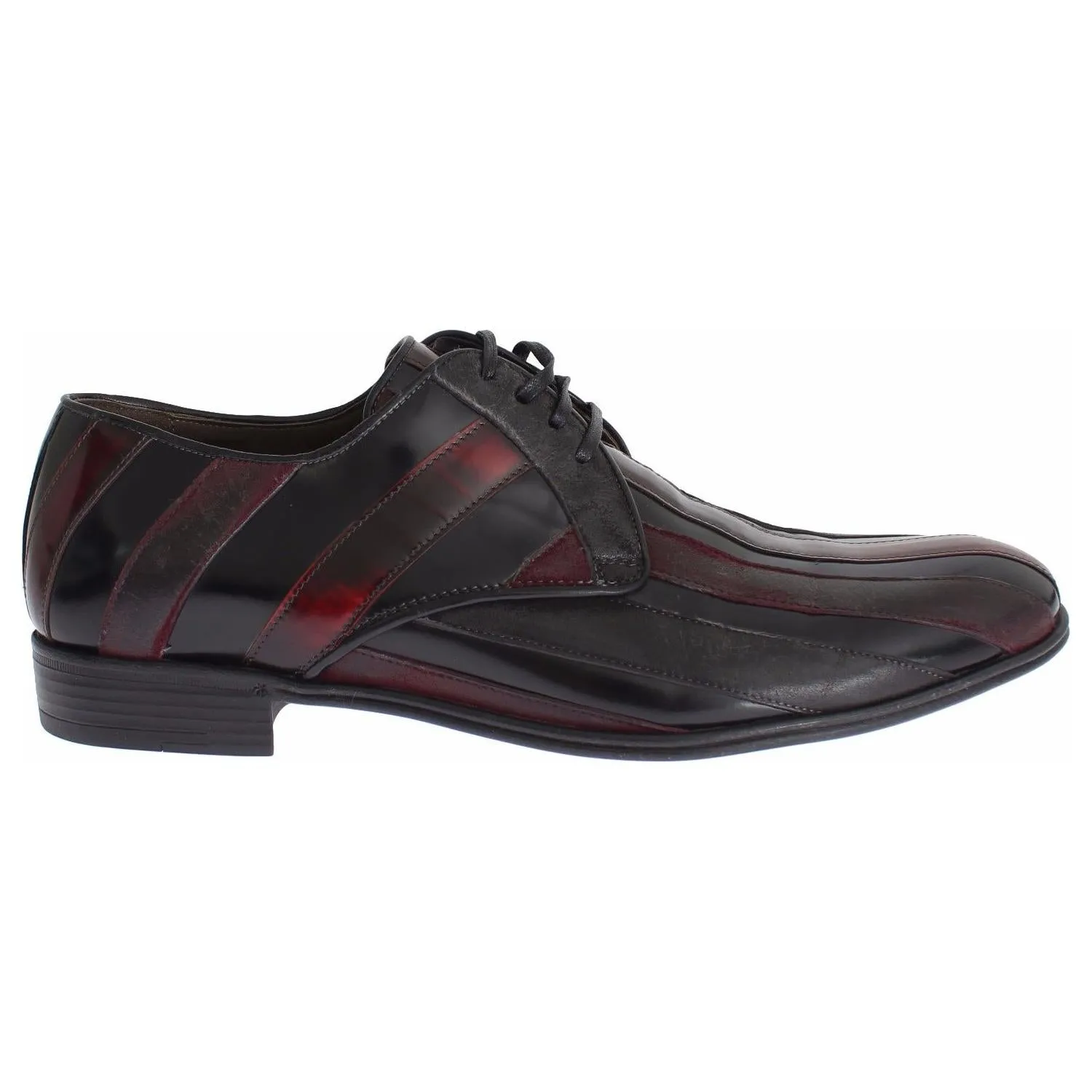 Dolce & Gabbana Elegant Black Bordeaux Striped Leather Dress Shoes