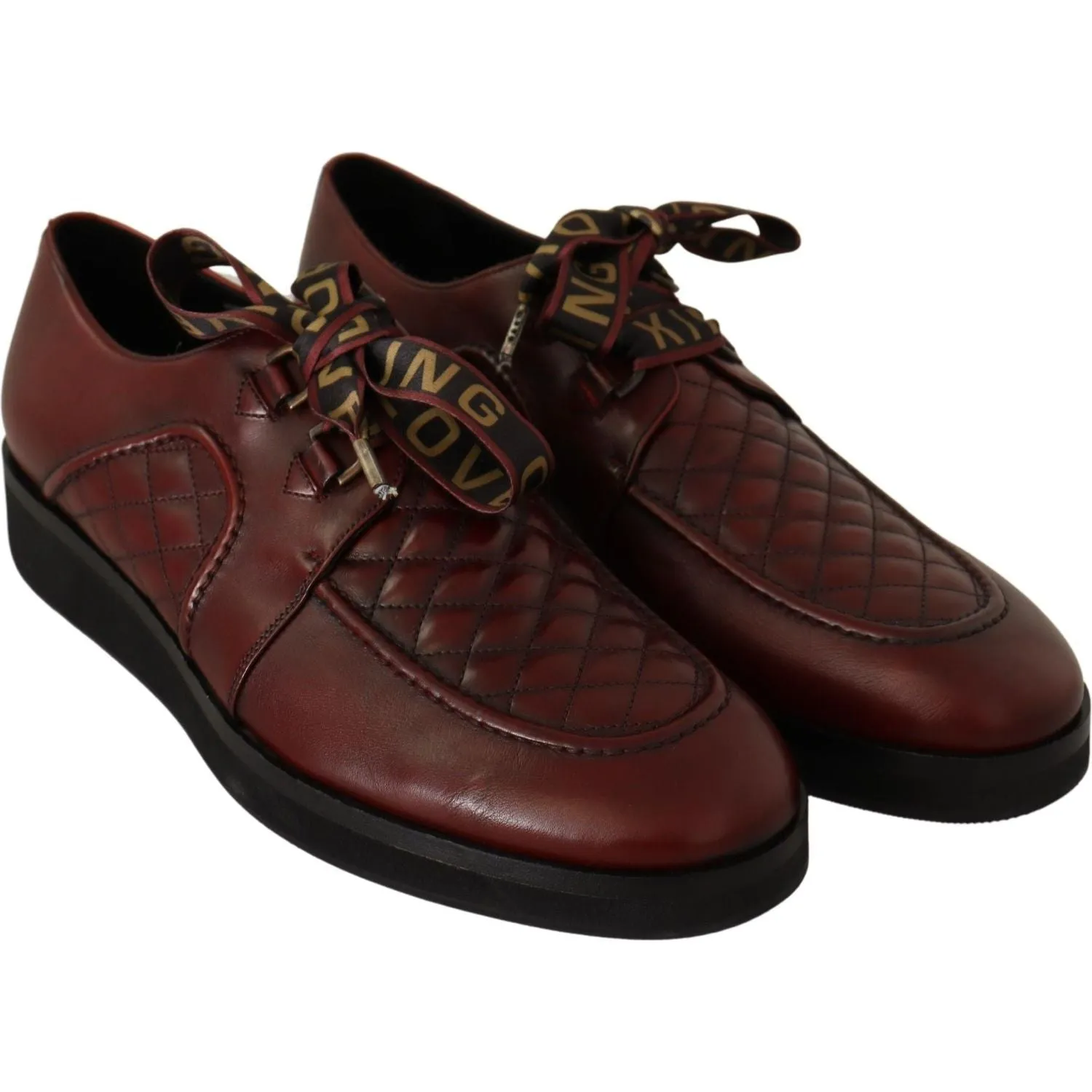 Dolce & Gabbana Elegant Bordeaux Derby Leather Shoes